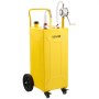 VEVOR 113.6L Fuel Gas Caddy, Carbon Steel, Portable Fuel Transfer Storage Tank with Manual Pump and 4 Wheels, Gasoline Diesel Can Container, for Cars, Lawn Mowers, ATVs, Boats, Motorcycles, Yellow