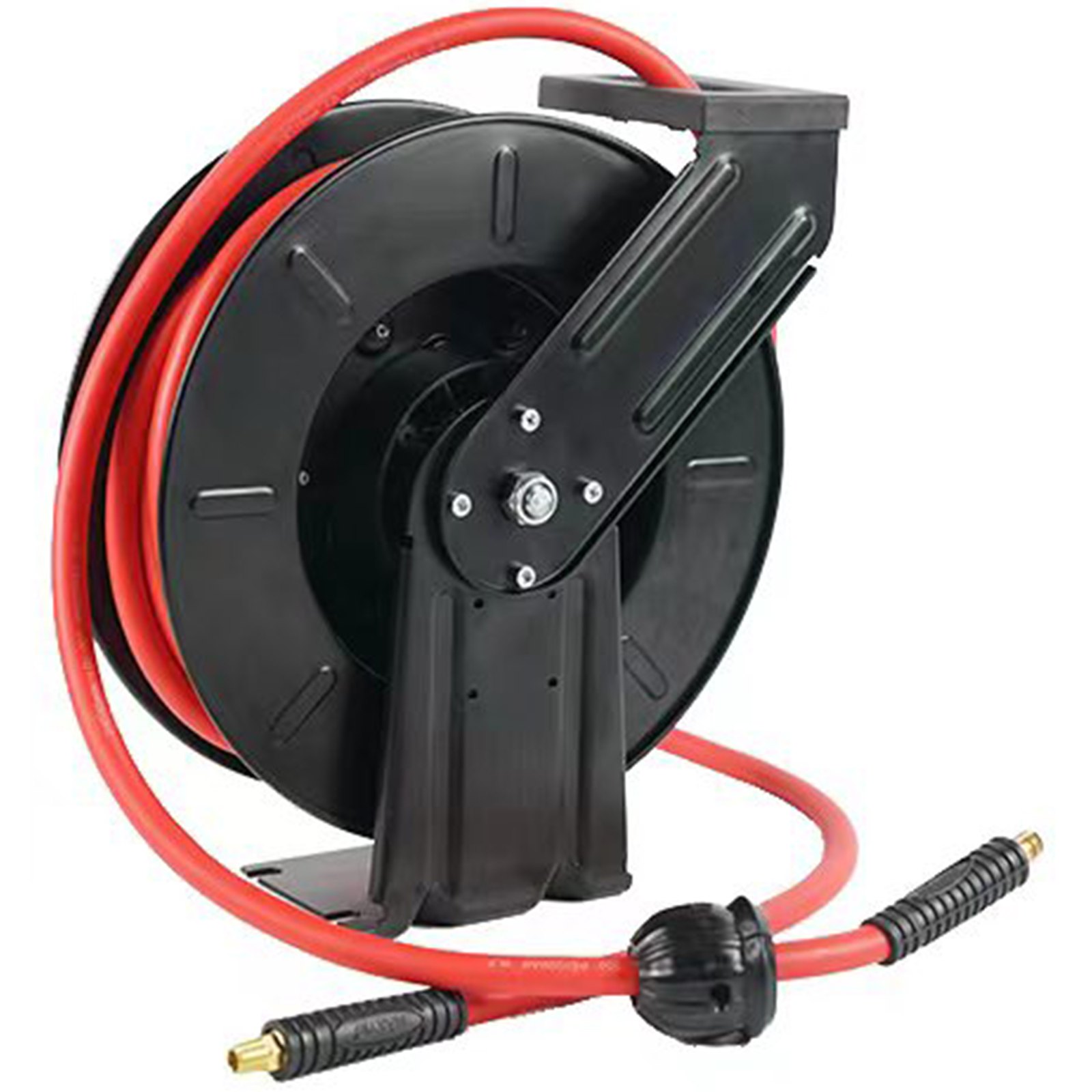VEVOR Carrete de Manguera de Aire 9,5mmx7,6m Enrollador Automático Manguera de Goma Híbrida Carrete de Cable Retráctil Presión de 300PSI Montaje en Pared/Techo/Suelo Rebobinado Automático para Taller