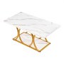 VEVOR Coffee Table, Modern Faux Marble Coffee Table, Large 2-Tier Rectangle Center Desk with Geometric Legs, Minimalist Sturdy Metal Frame Accent End Desk for Living Room, Office, Easy Assembly, White
