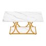 VEVOR Coffee Table, Modern Faux Marble Coffee Table, Large 2-Tier Rectangle Center Desk with Geometric Legs, Minimalist Sturdy Metal Frame Accent End Desk for Living Room, Office, Easy Assembly, White