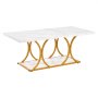 VEVOR Coffee Table, Modern Faux Marble Coffee Table, Large 2-Tier Rectangle Center Desk with Geometric Legs, Minimalist Sturdy Metal Frame Accent End Desk for Living Room, Office, Easy Assembly, White