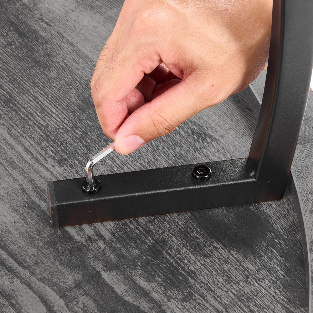 VEVOR Mesa Auxiliar de Dos Niveles, Redonda, con Estructura Metálica Resistente, Espacio de Almacenamiento Abierto y Capacidad de Carga de 34,9 kg, para Salón, Color Gris, 80,5 x 80,5 x 44 cm