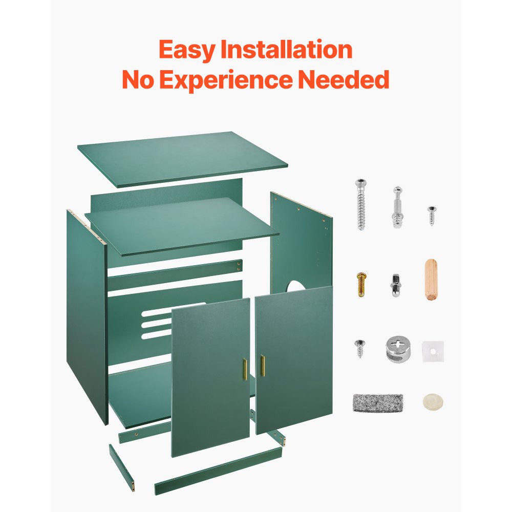 VEVOR Muebles de Baño Oculto para Gatos 80 x 50 x 79 cm, Armario para arenero de Madera con Dos Puertas, Mueble de Casa con 1 Estante, para Ocultar las Cajas de Arena para Gatos, Verde Oscuro