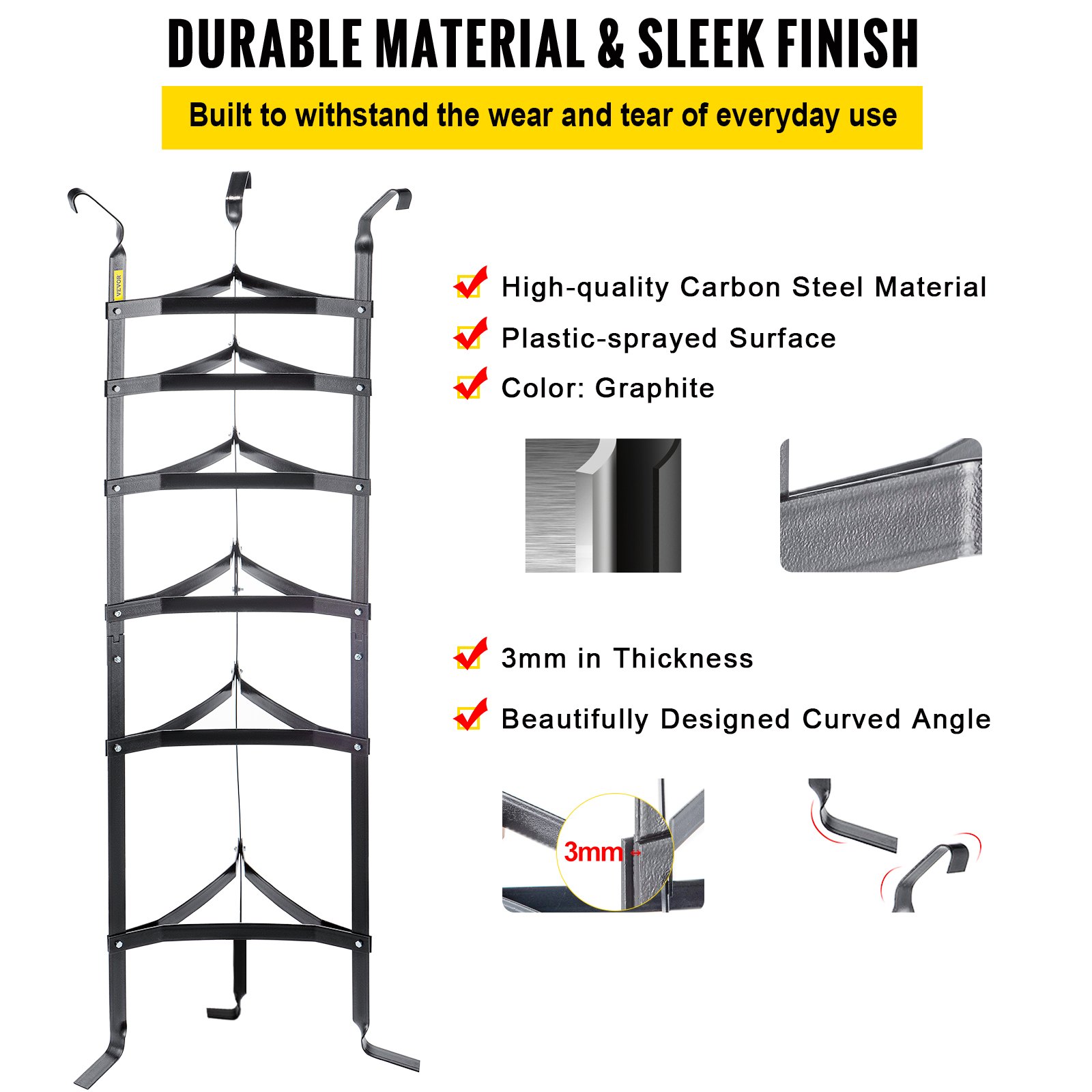 VEVOR Soporte para Utensilios de Cocina 6 Niveles Estante Vertical para Almacenamiento de Cocina, Soporte para Almacenamiento de Cocina 21 lbs de Acero al Carbono para Sartenes, Ollas, Cestas, Grafito