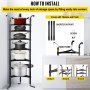 VEVOR Soporte para Utensilios de Cocina 6 Niveles, Estante Vertical para Almacenamiento de Cocina, Soporte para Almacenamiento de Cocina de Acero al Carbono para Sartenes, Ollas, Cestas, Negro Mate