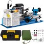 VEVOR Mini Torno de Metal 550W Diámetro del Mandril 80mm Mini Torno de Precisión Distancia entre Centros 300 mm 50 - 2500RPM Máquina de Torno para Fabricación de Buje, Husillo, Prototipo, Modelo