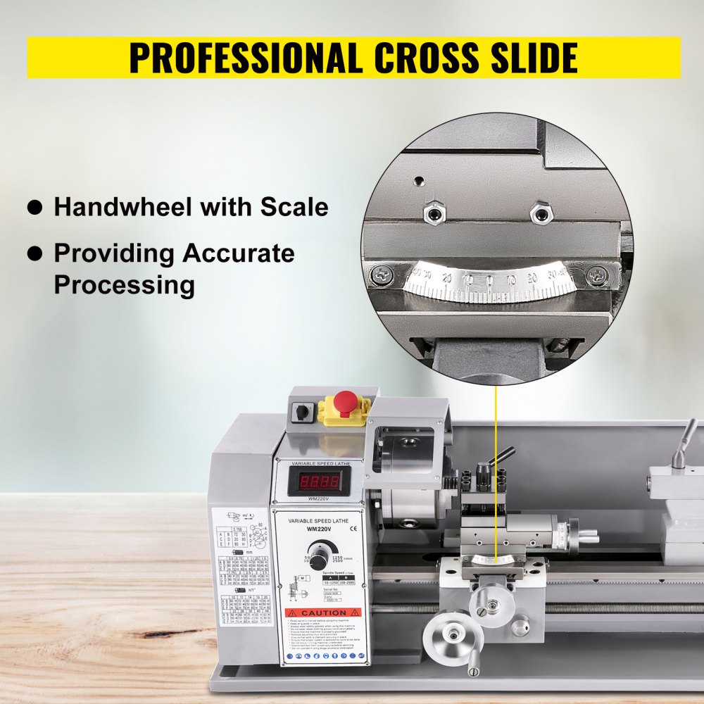 Mini Torno De Metal 220 X 400mm Máquina Para Trabajao De Metal 2250 Rpm 1100 Kw