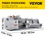 VEVOR Torno de Metal 750W 220x750mm Torno de Trabajo de Metal Velocidad Variable 50-2250 RPM Contrapunto MT2 Mini Torno de Metal de Precisión para Torneado de Metales, Husillos, Prototipos, Modelos