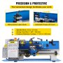 VEVOR Mini Torno de Metal 220V 550 W Diámetro del Mandril 80 mm Torno de Precisión con 9 Cortadores Distancia entre Centros 300 mm Máquina de Torno para Fabricación de Buje, Husillo, Prototipo, Modelo