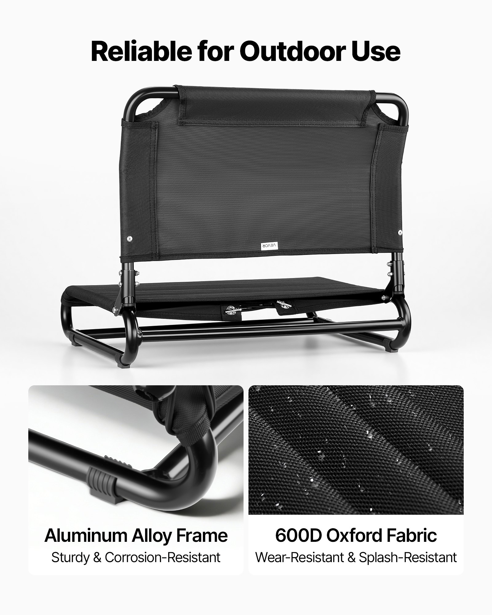 VEVOR Asiento para Kayaks Plegable 1 Pieza, Asiento de Canoa Altura Elevada de 2 cm, con Respaldo Estructura de Aleación de Aluminio para Tamarack, Tahoma, Tioga, Spitfire, Kenai, Bote de Pesca