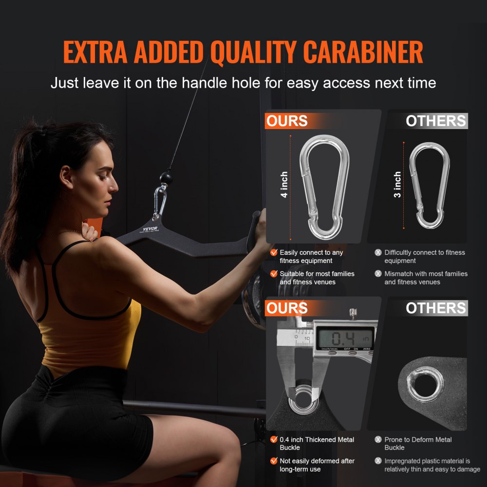 VEVOR Barras Extraíbles para Máquina de Cable 83x11,5x17 cm Barra de Tracción para Tríceps Mango Recubierto de Goma para Entrenamiento de Fuerza de Espalda Barra en V Barra en T para Gimnasio
