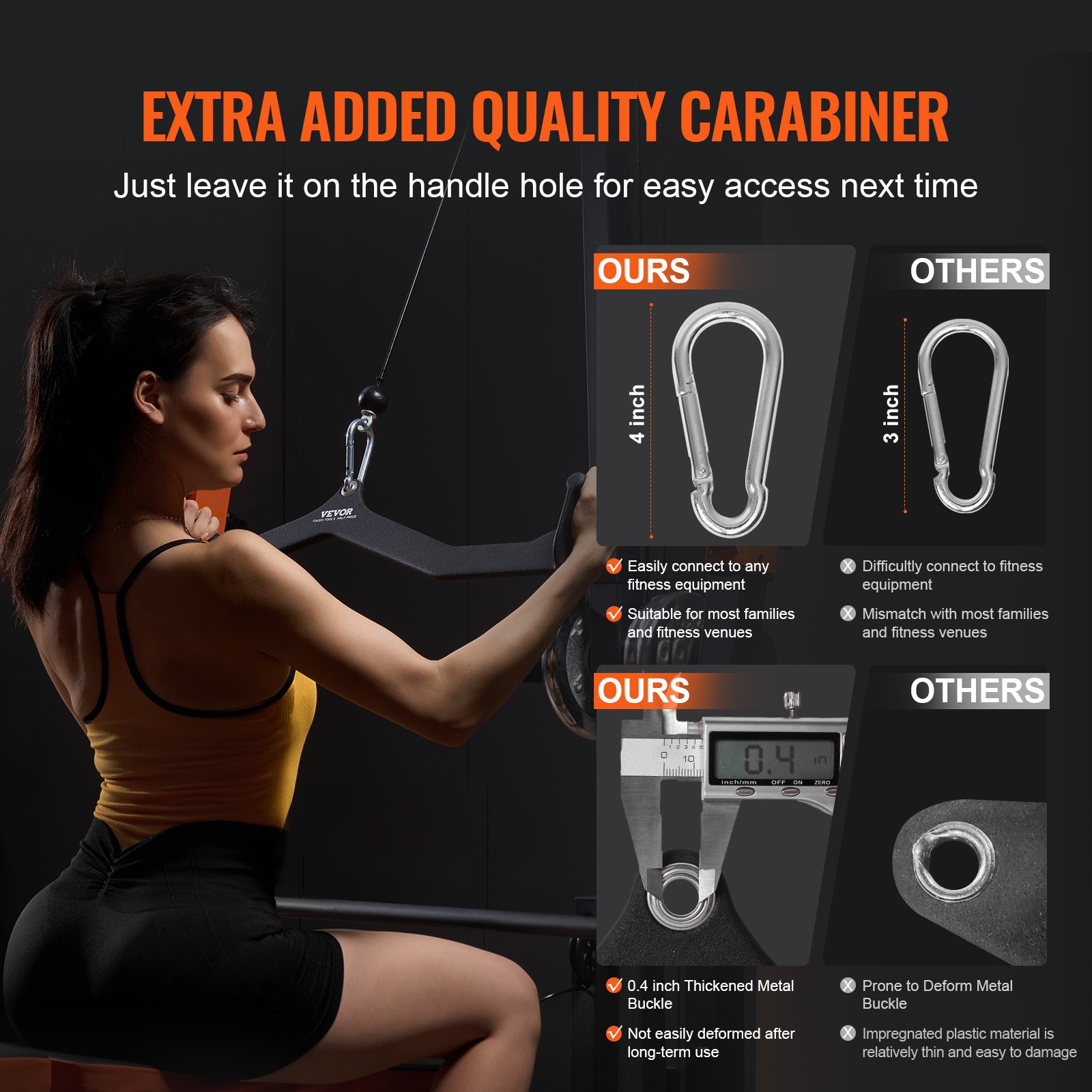 VEVOR Barras Extraíbles para Máquina de Cable 83x11,5x17 cm Barra de Tracción para Tríceps Mango Recubierto de Goma para Entrenamiento de Fuerza de Espalda Barra en V Barra en T para Gimnasio
