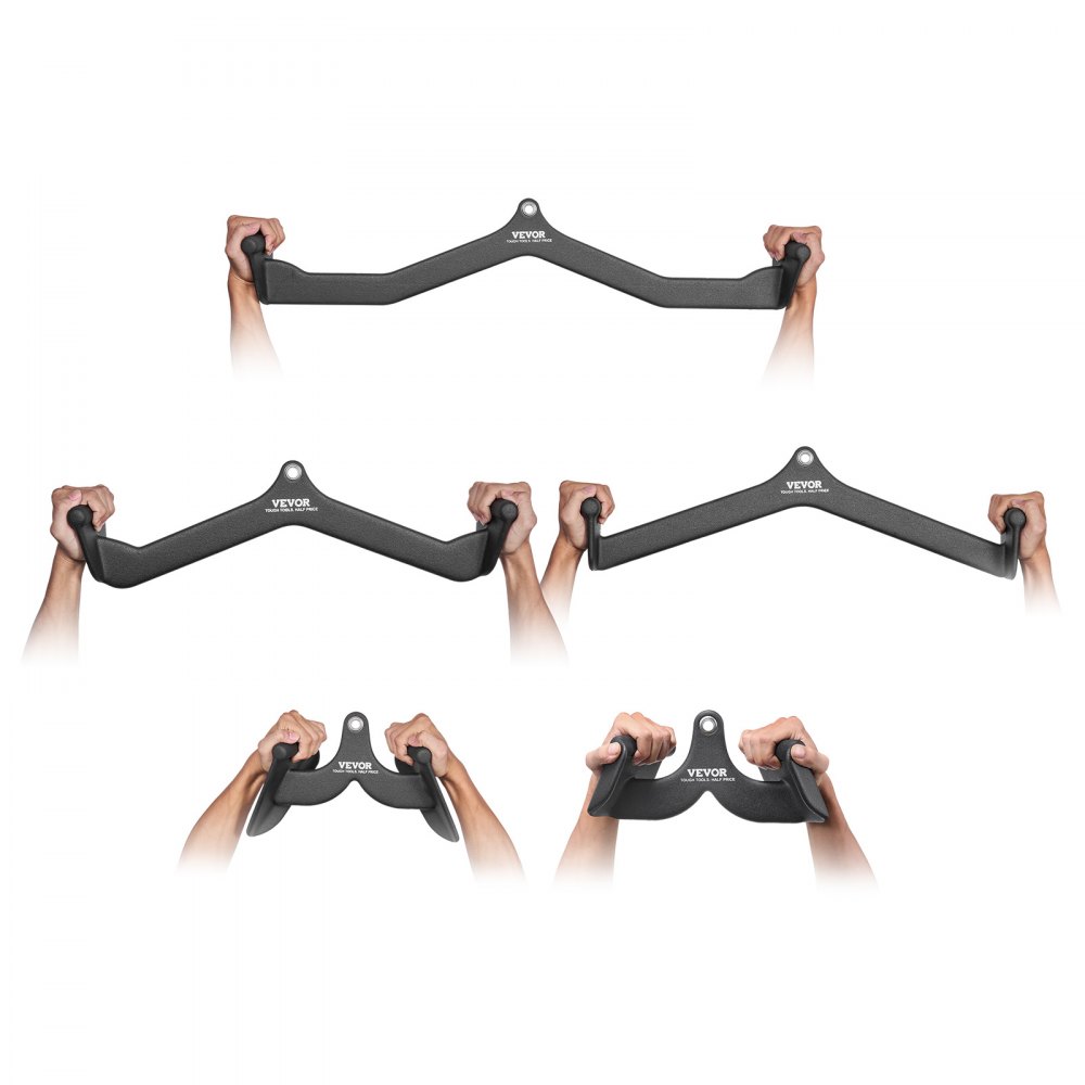 VEVOR Barras Extraíbles para Máquina de Cable 5 Piezas Barra de Tracción para Tríceps Mango Recubierto de Goma para Entrenamiento de Fuerza de Espalda Barra en V Barra en T de Tracción para Tríceps