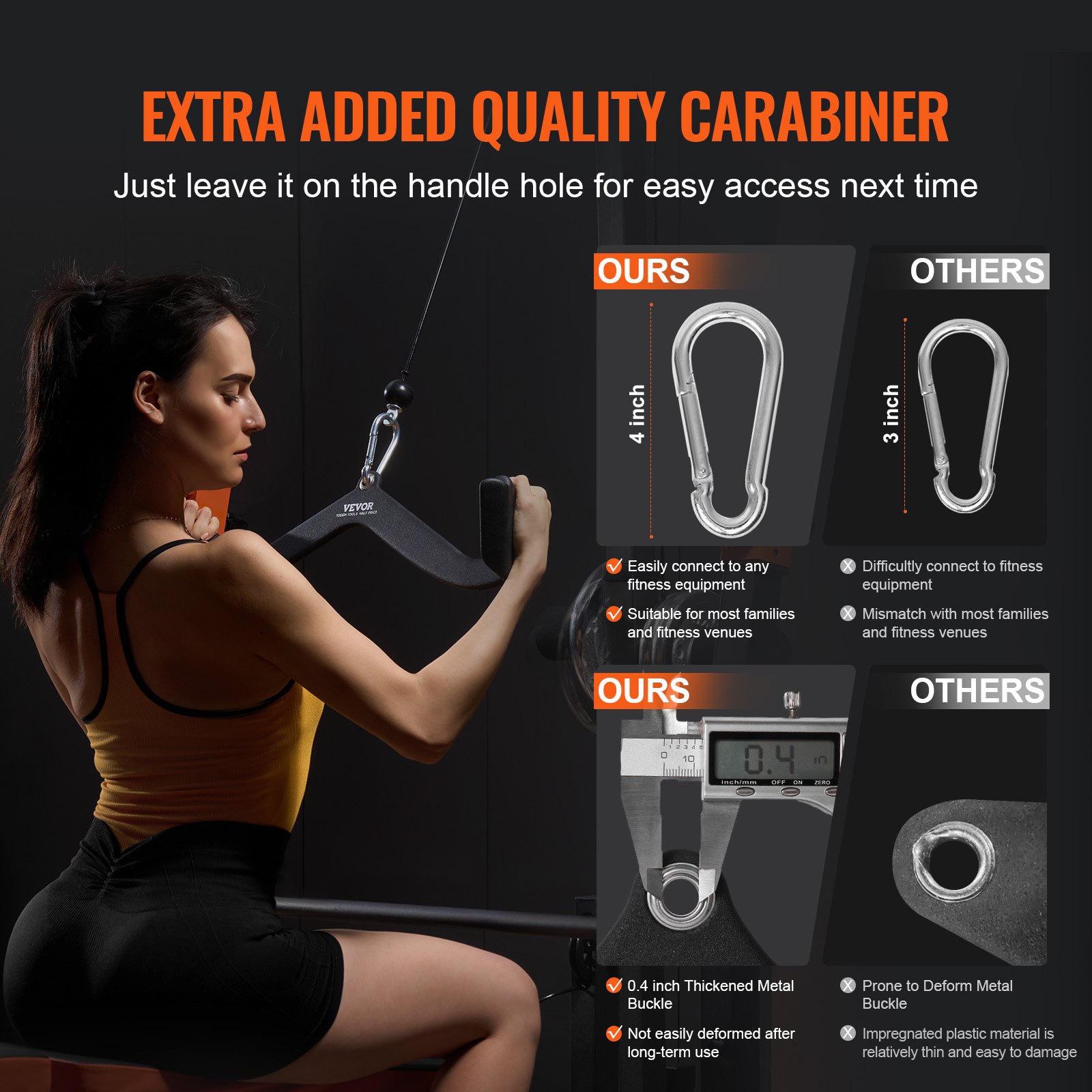 VEVOR Barras Extraíbles para Máquina de Cable 60,5x14x17 cm Barra de Tracción para Tríceps Mango Recubierto de Goma para Entrenamiento de Fuerza de Espalda Barra en V Barra en T para Gimnasio
