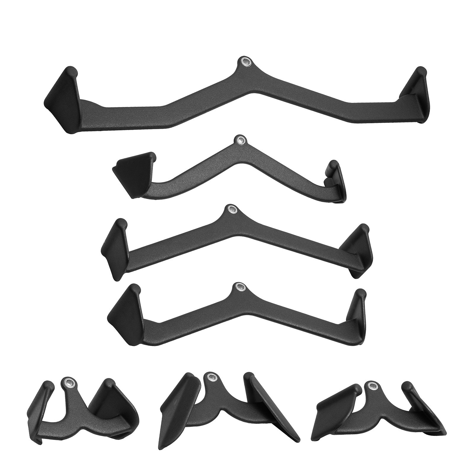 VEVOR Lat Pulldown Attachments, Cable Rowing Machine, T-Bar, V-Bar, 7-Piece Set, Triceps Pulldown Bar, Rubber-Coated Grip for Back Strength Training, Bicep Curl, Triceps Lat Pulldown Bar for Home Gym