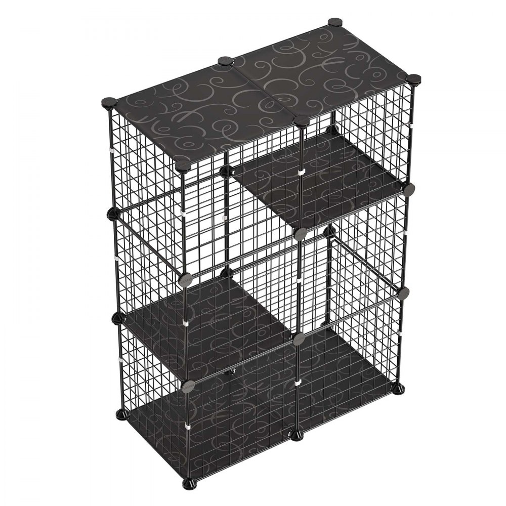 VEVOR Jaula para Mascotas de 3 Niveles 71,1 x 35,5 x 104,1 cm Casa de Gatos, con Puertas Plataformas, Alambre de Metal y Conectores Reforzados, Corral para Mascotas Pequeñas, para Comer Descansar