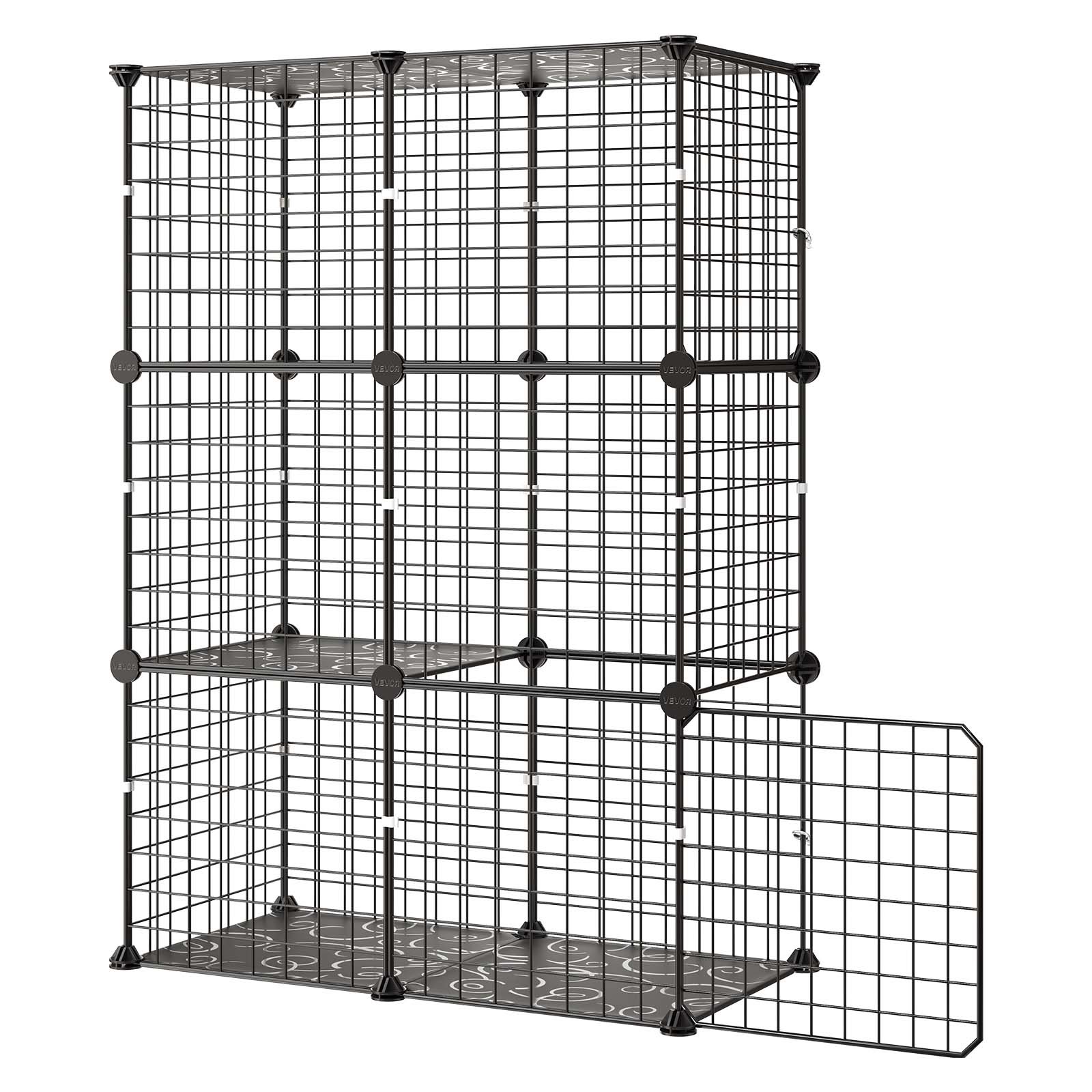 VEVOR Jaula para Mascotas de 3 Niveles 71,1 x 35,5 x 104,1 cm Casa de Gatos, con Puertas Plataformas, Alambre de Metal y Conectores Reforzados, Corral para Mascotas Pequeñas, para Comer Descansar