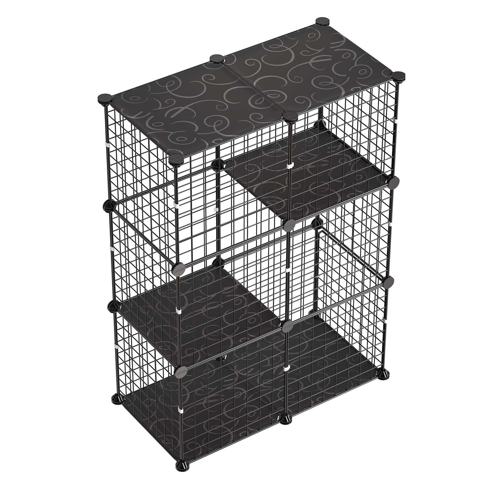 VEVOR Jaula para Mascotas de 3 Niveles 71,1 x 35,5 x 104,1 cm Casa de Gatos, con Puertas Plataformas, Alambre de Metal y Conectores Reforzados, Corral para Mascotas Pequeñas, para Comer Descansar