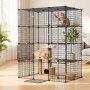VEVOR Jaula de Metal para Gatos de 4 Niveles 104,1x71,1x139,7 cm Recinto, de Alambre Metálico, Conectores Reforzados, Parque para Gatos de Interior, Casa de Mascotas para Descansar Jugar Explorar