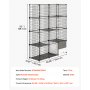 VEVOR Jaula para Gatos de 4 Niveles 104,1 x 35,5 x 139,7 cm Jaula de Metal, con Puertas Plataformas y Caja Pequeña, Conectores Reforzados, Parque de Gatos, para Trepar Jugar Descansar, Color Negro