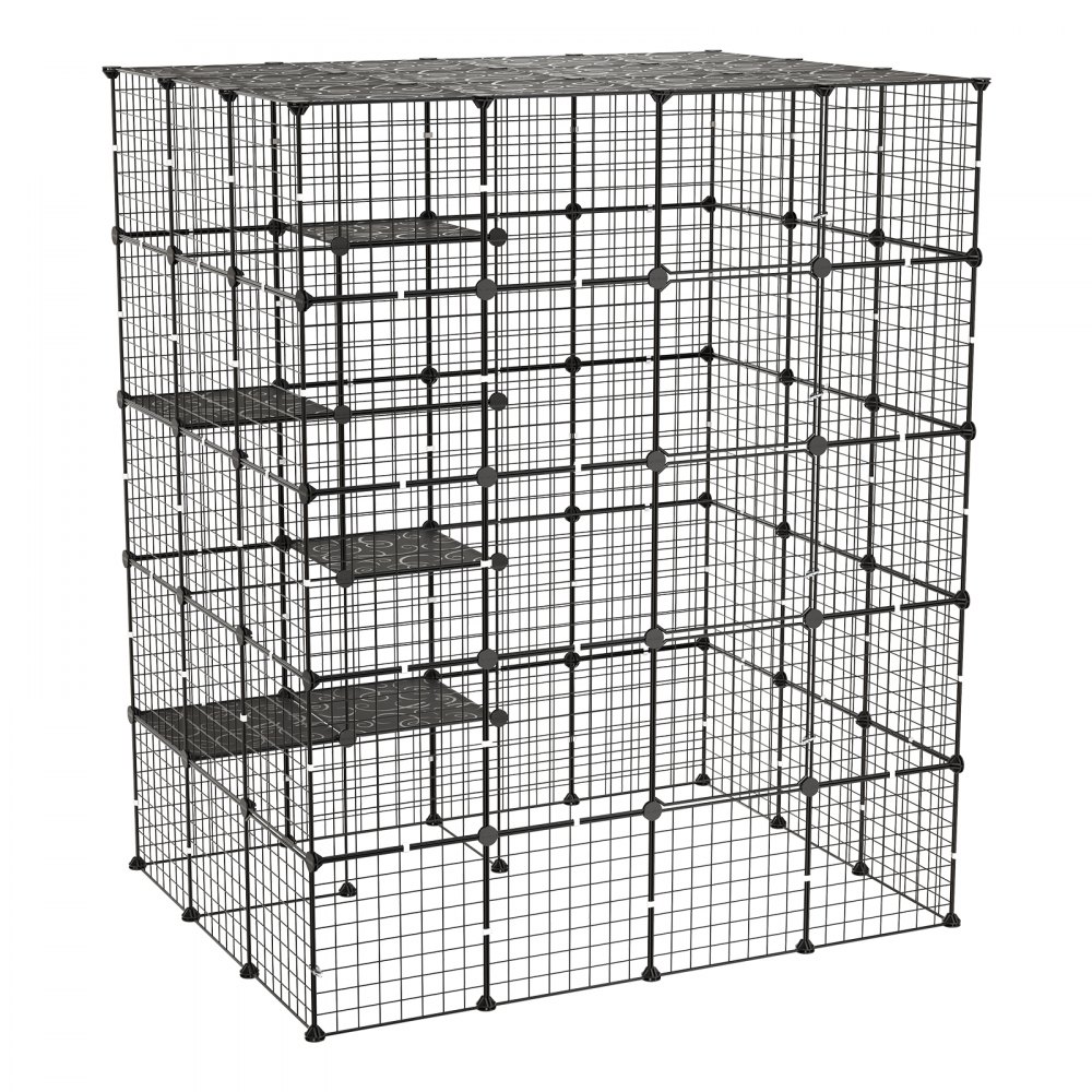 VEVOR Jaula para Gatos de 5 Niveles 139,7x104,1x175,2 cm Parque para Gatos, Jaula Grande de Metal para Interior, Alambre Metálico, Conectores Reforzados, con 5 Puertas, Corral de Animalitos para Jugar