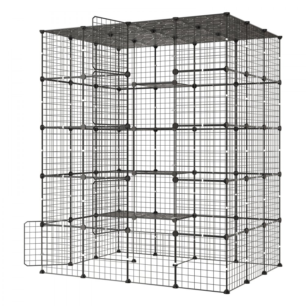 VEVOR Jaula para Gatos de 5 Niveles 139,7x104,1x175,2 cm Parque para Gatos, Jaula Grande de Metal para Interior, Alambre Metálico, Conectores Reforzados, con 5 Puertas, Corral de Animalitos para Jugar