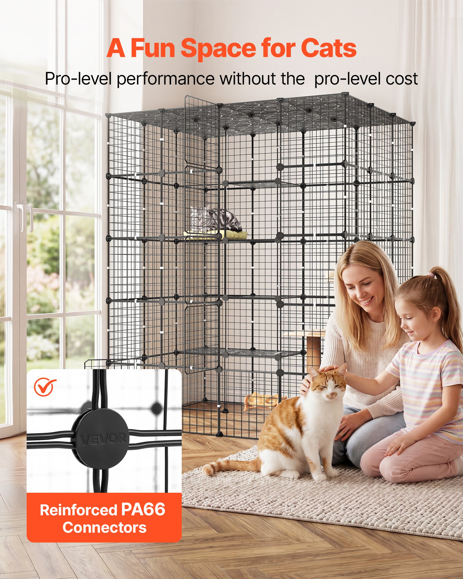 VEVOR Jaula para Gatos de 5 Niveles 139,7x104,1x175,2 cm Parque para Gatos, Jaula Grande de Metal para Interior, Alambre Metálico, Conectores Reforzados, con 5 Puertas, Corral de Animalitos para Jugar