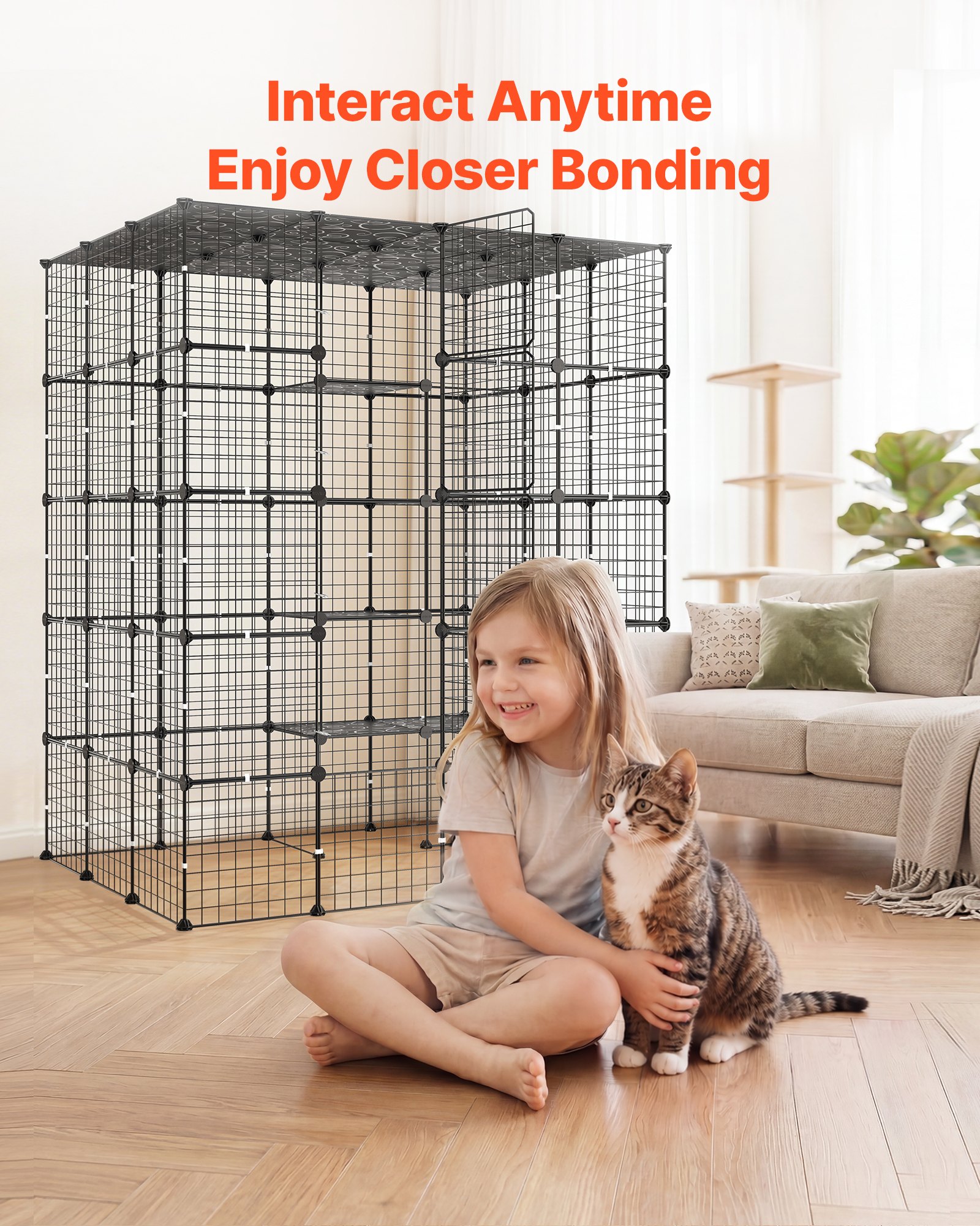 VEVOR Jaula para Gatos de 5 Niveles 139,7x104,1x175,2 cm Parque para Gatos, Jaula Grande de Metal para Interior, Alambre Metálico, Conectores Reforzados, con 5 Puertas, Corral de Animalitos para Jugar