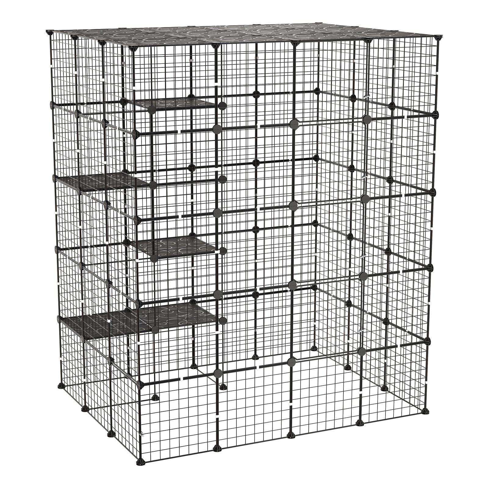 VEVOR Jaula para Gatos de 5 Niveles 139,7x104,1x175,2 cm Parque para Gatos, Jaula Grande de Metal para Interior, Alambre Metálico, Conectores Reforzados, con 5 Puertas, Corral de Animalitos para Jugar