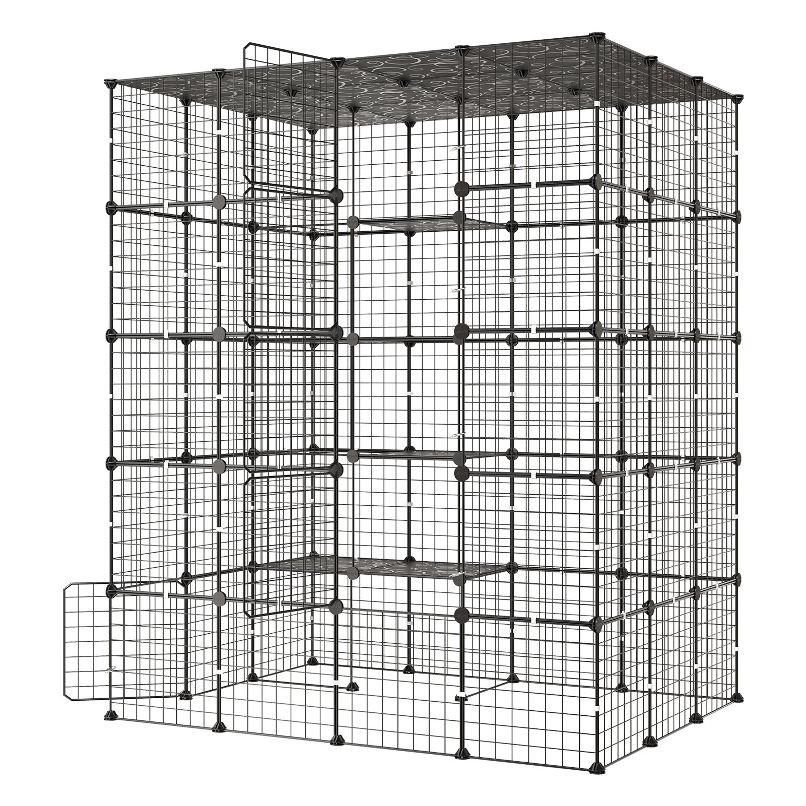VEVOR Jaula para Gatos de 5 Niveles 139,7x104,1x175,2 cm Parque para Gatos, Jaula Grande de Metal para Interior, Alambre Metálico, Conectores Reforzados, con 5 Puertas, Corral de Animalitos para Jugar