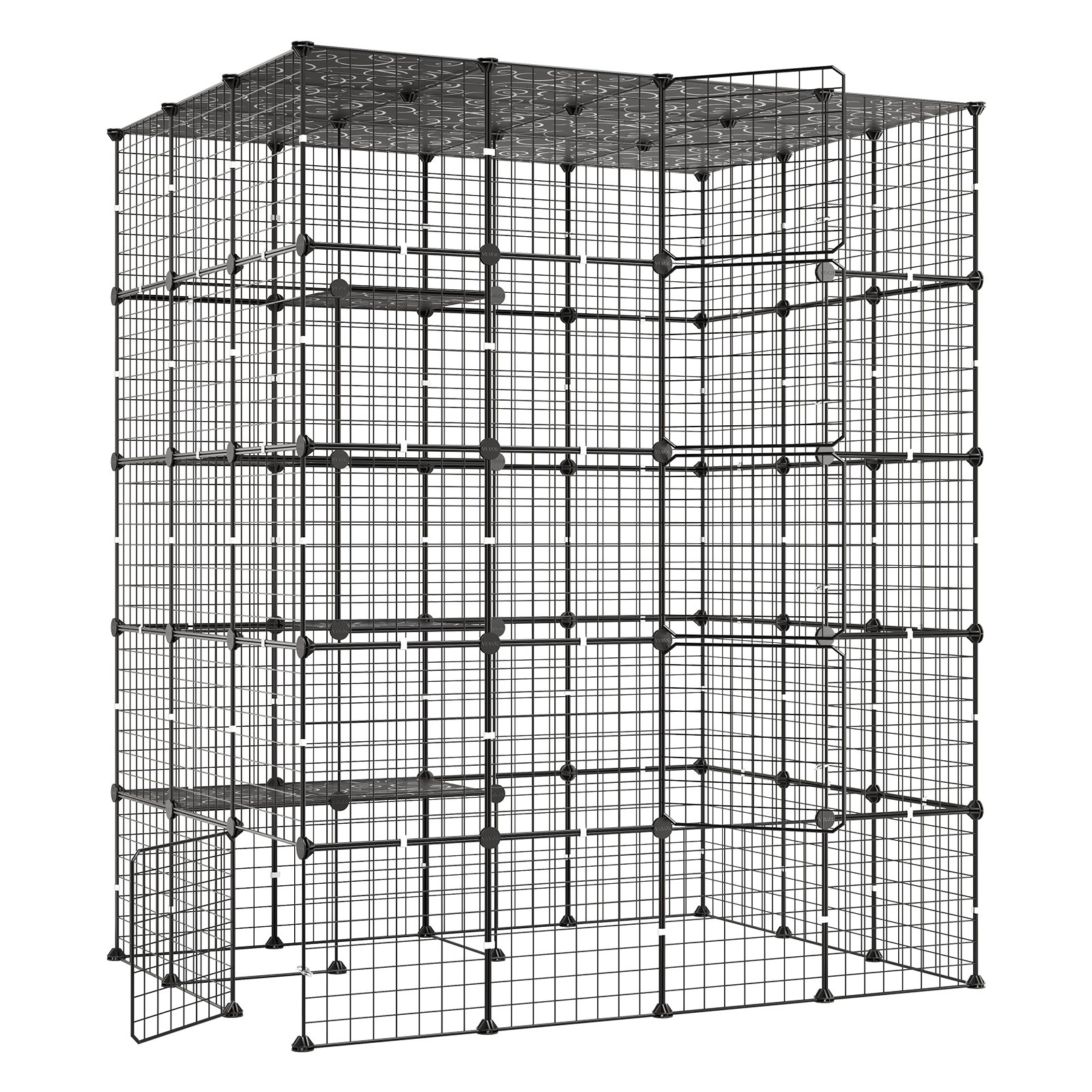 VEVOR Jaula para Gatos de 5 Niveles 139,7x104,1x175,2 cm Parque para Gatos, Jaula Grande de Metal para Interior, Alambre Metálico, Conectores Reforzados, con 5 Puertas, Corral de Animalitos para Jugar