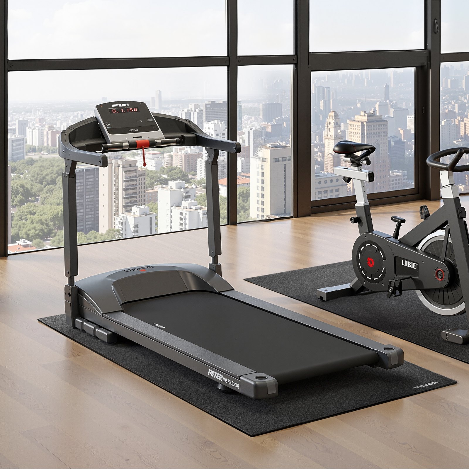 VEVOR Alfombrilla para Cinta de Correr, PVC de Alta Densidad, Impermeable y Antideslizante, Ideal para Gimnasios en Casa y Fitness, Resistente al Desgarro y Duradero, 760 x 1820 x 6 mm, Negro