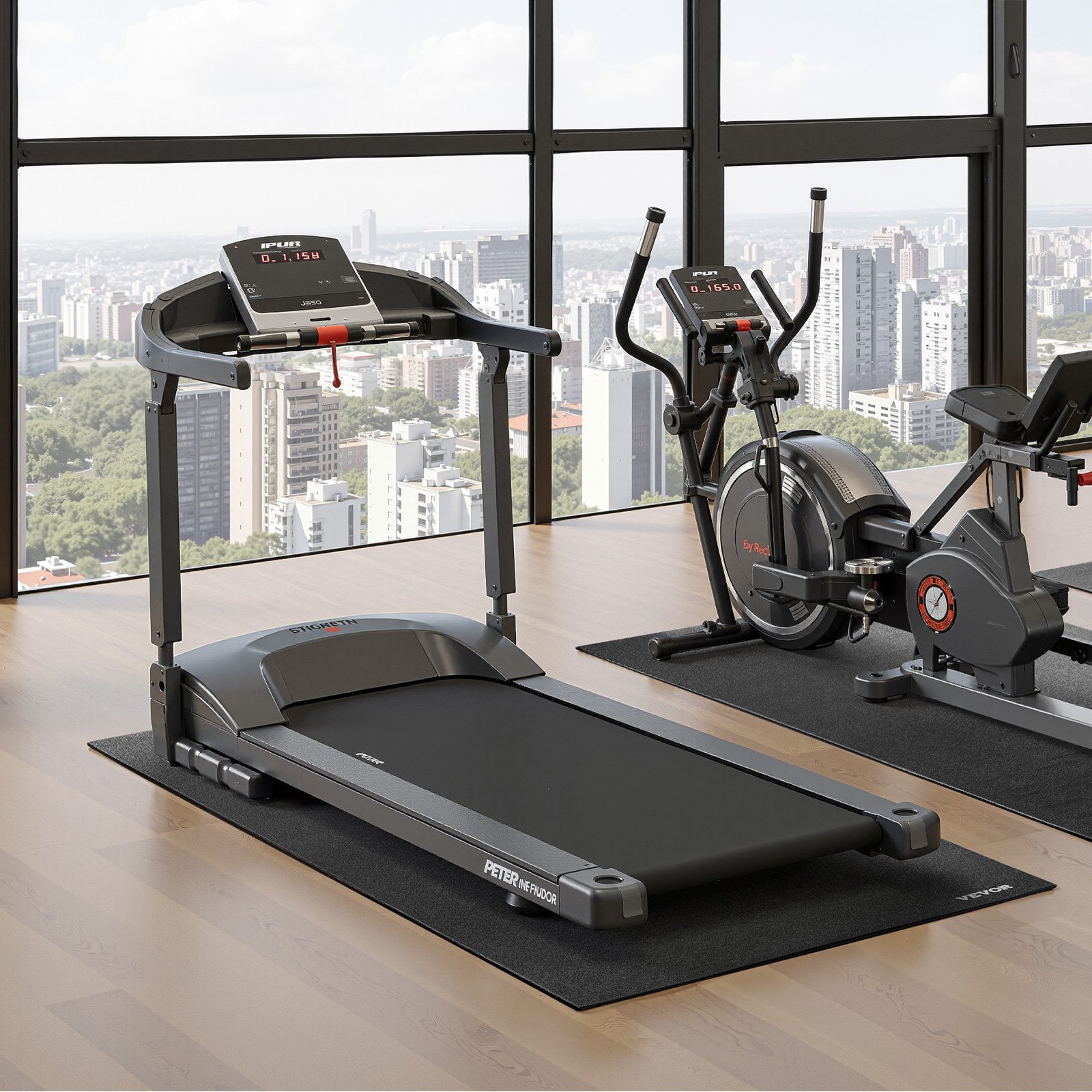 VEVOR Alfombrilla para Cinta de Correr, PVC de Alta Densidad, Impermeable y Antideslizante, Absorción de Impactos, Reducción de Ruido, Ideal para Gimnasios en Casa y Fitness, 915 x 1820 x 6 mm