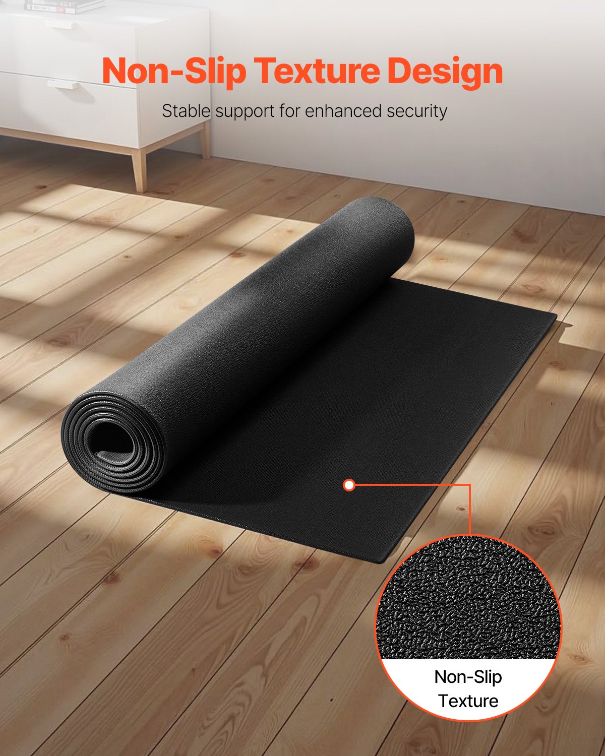 VEVOR Treadmill Mat for Carpeted Floors, Floor Protection Mat (915 x 1820 mm) for Exercise Equipment, 6 mm Thick, Training Equipment Mat for Treadmills, Elliptical Trainers, Rowing Machines, High-Density PVC Floor Protection