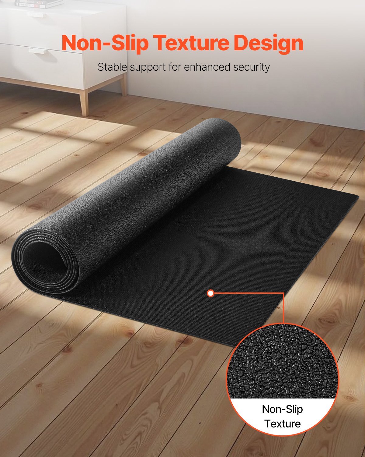 VEVOR Treadmill Mat for Carpeted Floors, Floor Protection Mat (90 x 200 cm) for Exercise Equipment, 4 mm Thick, Training Equipment Mat for Treadmills, Elliptical Trainers, Rowing Machines, High-Density PVC Floor Protection
