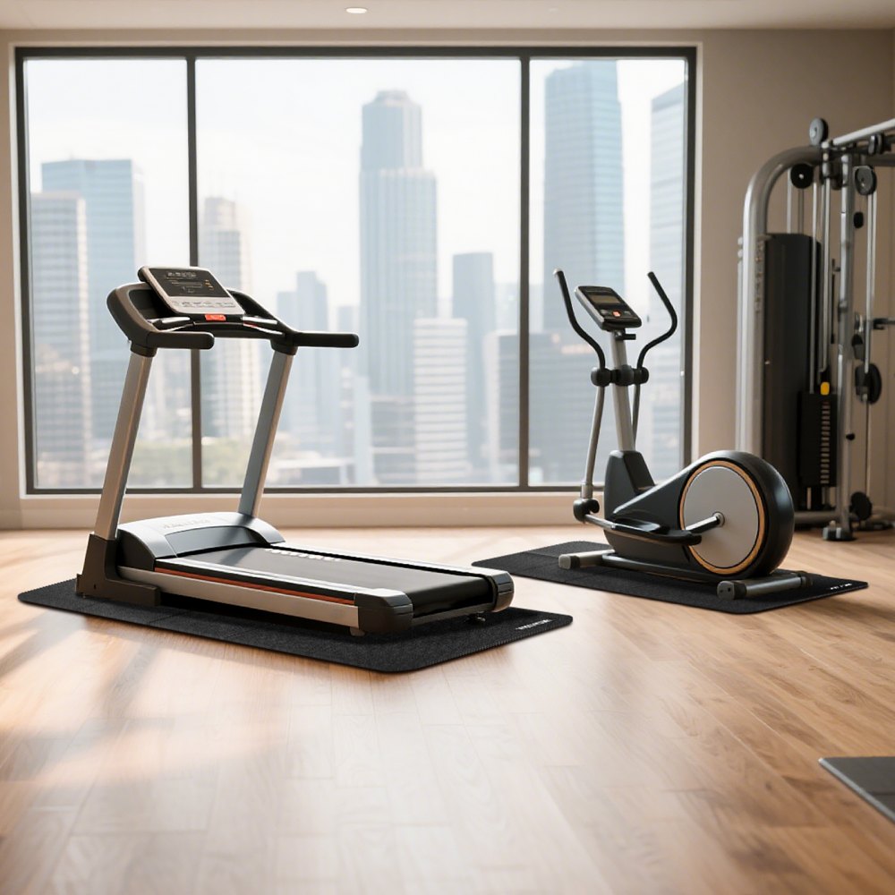 VEVOR Alfombrilla Plegable para Cinta de Correr, para Elíptica sobre Suelo de Madera, Protector de Suelo PVC Alta Densidad, Impermeable y Antideslizante, para Gimnasio en Casa, 610 x 1730 x 6 mm