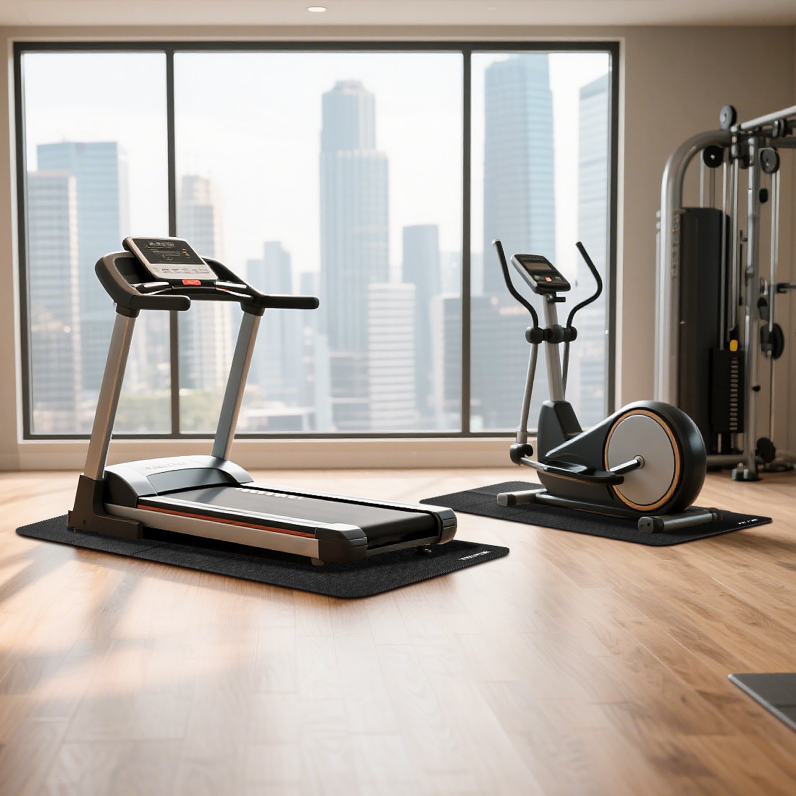 VEVOR Alfombrilla Plegable para Cinta de Correr, para Elíptica sobre Suelo de Madera, Protector de Suelo PVC Alta Densidad, Impermeable y Antideslizante, para Gimnasio en Casa, 610 x 1730 x 6 mm