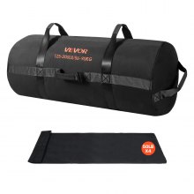 VEVOR Saco de Arena a Fitness, Resistente, Ajustable, 57 a 90 kg, para Entrenamiento de Fuerza, con Pesas y Asas, Entrenamiento Cruzado y Gimnasio en Casa, Negro, sin Relleno, 900 x 410 x 410 mm