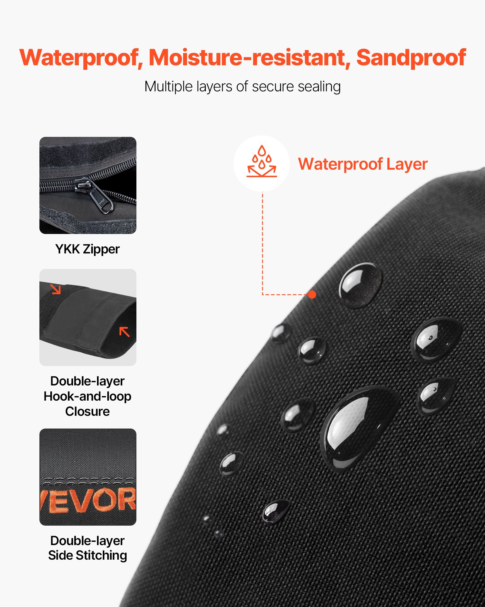 VEVOR Saco de Arena para Fitness, Resistente, con Asas, 2,2 a 11,3 kg, para Entrenamiento de Fuerza, con Pesas, Entrenamiento Cruzado y Gimnasio en Casa, Negro, sin Relleno, 500 x 165 x 165 mm