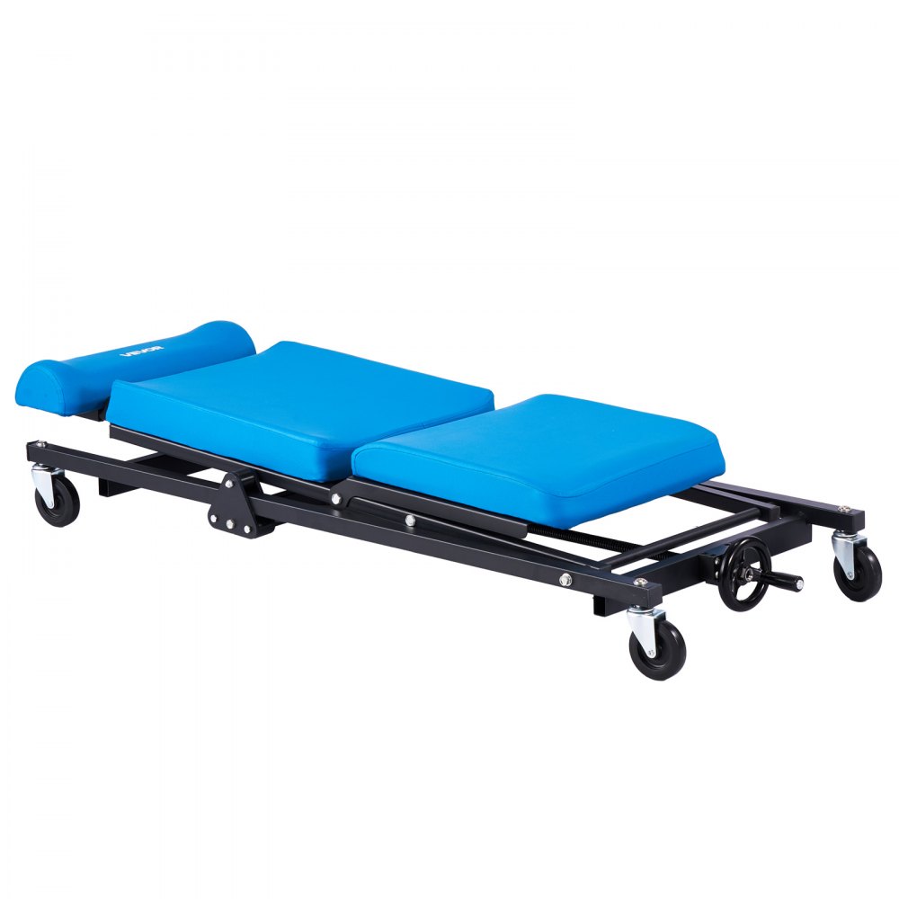 VEVOR Camilla Mecánica para Taller Altura Ajustable de 23-57 cm 4 Ruedas, Marco de Acero al Carbono, Carga de 258 kg, Con Respaldo y Reposacabezas Ajustables, Para Taller de Reparación de Automóvil