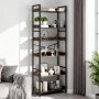 VEVOR Estantería Independiente Rectangular, 6 Niveles, Estilo Escalera Vintage con Estructura Metálica, con Estantes Abiertos, para Sala de Estar, Dormitorio, Cocina, Oficina, Marrón Rústico