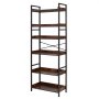 VEVOR Estantería Independiente Rectangular, 6 Niveles, Estilo Escalera Vintage con Estructura Metálica, con Estantes Abiertos, para Sala de Estar, Dormitorio, Cocina, Oficina, Marrón Rústico