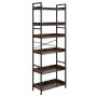 VEVOR Estantería Independiente Rectangular, 6 Niveles, Estilo Escalera Vintage con Estructura Metálica, con Estantes Abiertos, para Sala de Estar, Dormitorio, Cocina, Oficina, Marrón Rústico