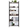 VEVOR Estantería Independiente Rectangular, 6 Niveles, Estilo Escalera Vintage con Estructura Metálica, con Estantes Abiertos, para Sala de Estar, Dormitorio, Cocina, Oficina, Marrón Rústico