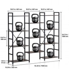 VEVOR Estantería de Metal de 158x26x139 cm de 11 Niveles con Estantes Abiertos