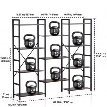 VEVOR Estantería de Metal de 158x26x139 cm de 11 Niveles con Estantes Abiertos