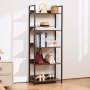 VEVOR Metal Bookshelf, 5-Tier Rectangular Industrial Bookshelf, Small Rustic Storage Shelf with Open Shelves, Freestanding Display Shelf, Storage Shelf, Bedroom