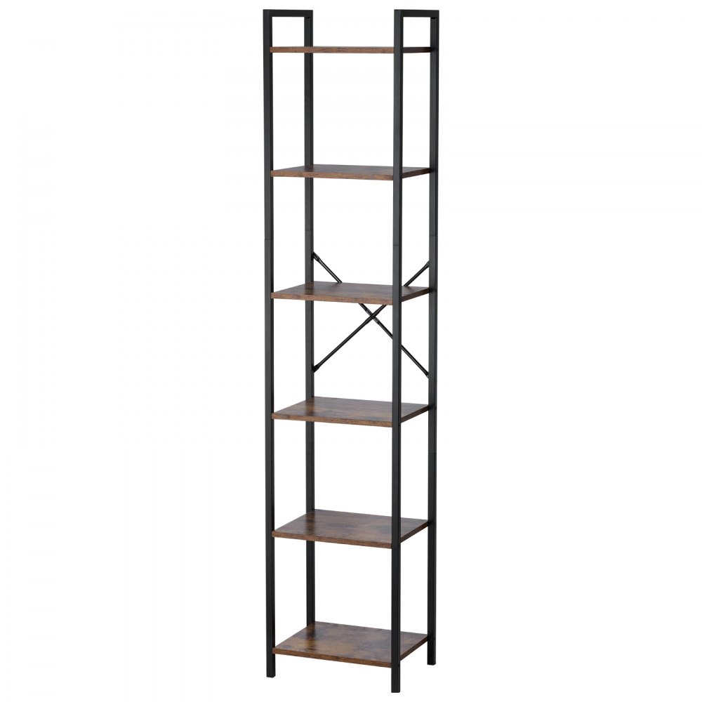VEVOR Estantería de Metal de 300 x 400 x 1870 mm Estantería Industrial de 6 Niveles, Estantería de Almacenamiento Vintage Rústica Alta y Estrecha con Estantes Abiertos para Sala de Estar, Oficina