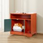 VEVOR Armario para Arena de Gatos, 792 x 430 x 710 mm, con Estante y Espacio de Almacenamiento, Caseta de Madera Moderna para Interiores, Compatible con la Mayoría de Areneros, Color Rojo y Verde