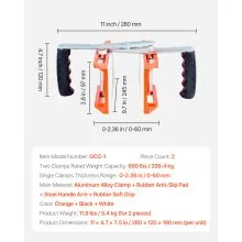 VEVOR 2 PCS Abrazaderas de Doble Mano para Transportar Piedras Carga de 299,4 kg